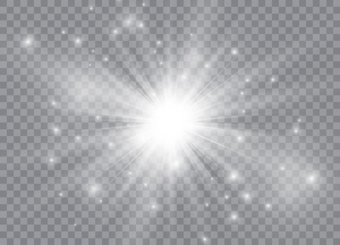 Glow transparent light effect set, explosion, glitter, spark, sun flash vector