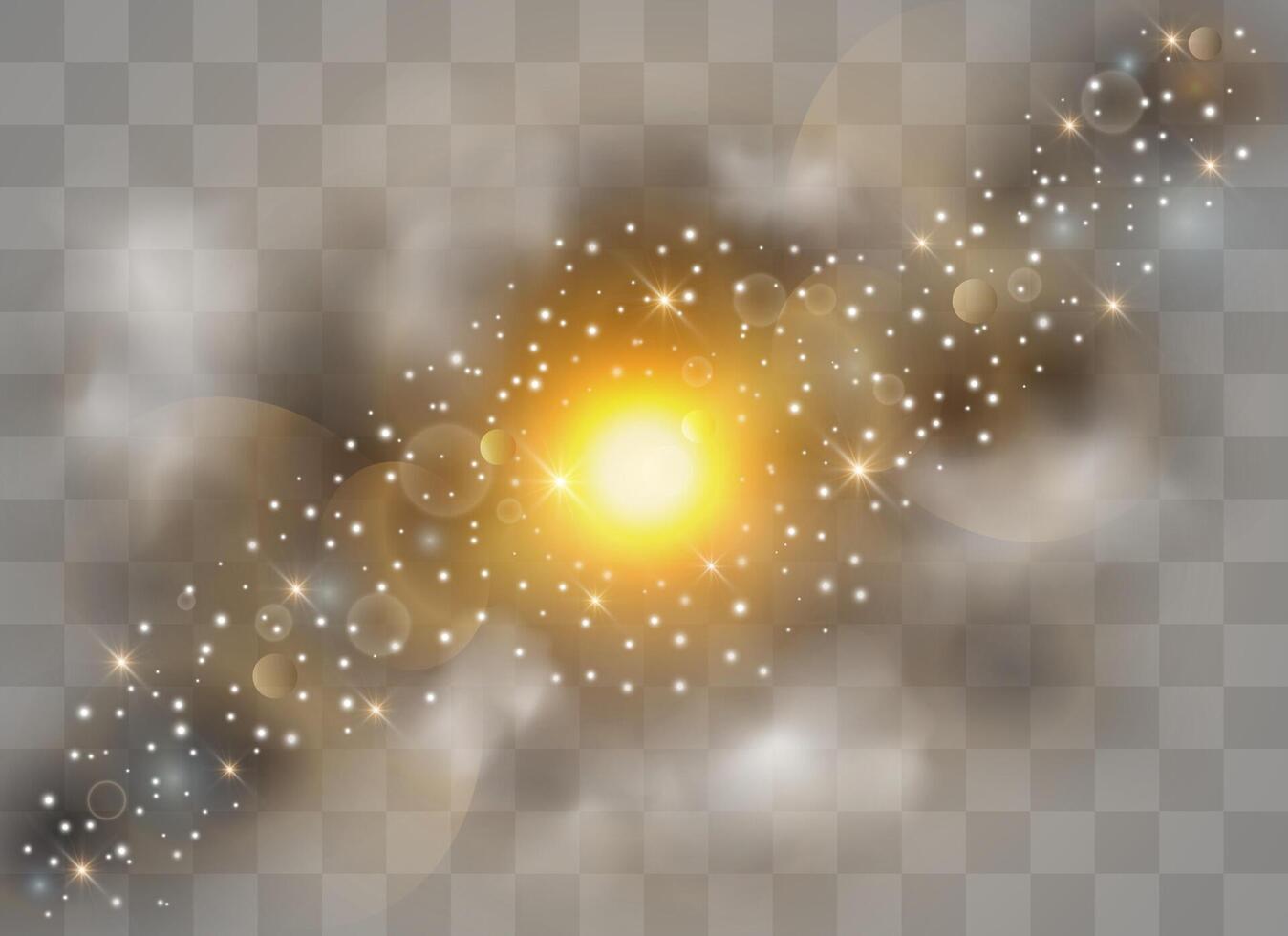 Glow transparent light effect set, explosion, glitter, spark, sun flash. vector