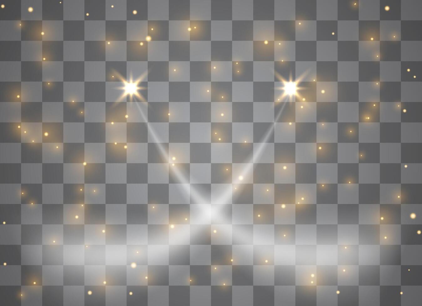 White sparks and golden stars shine with special light. vector