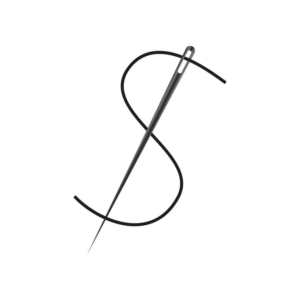 Needle and thread icon. Realistic illustration of needle and thread icon for web design vector