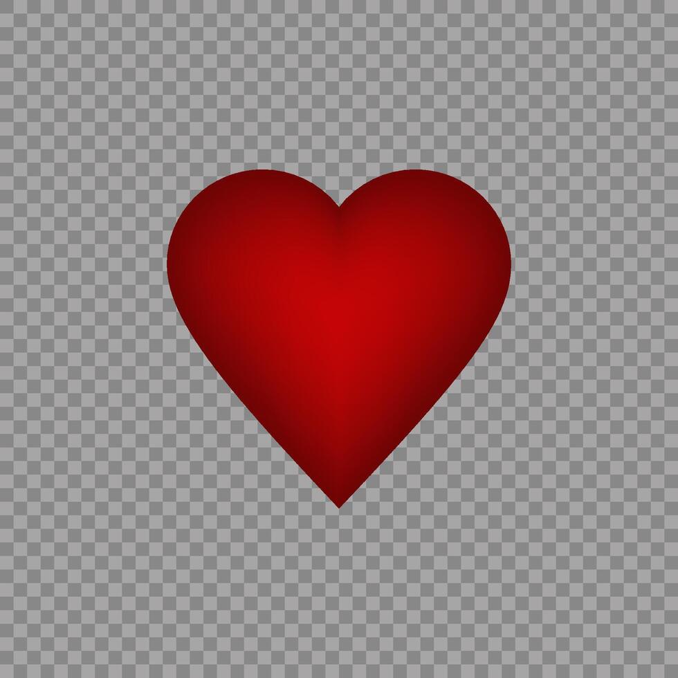 Red heart isolated on transparent background. vector