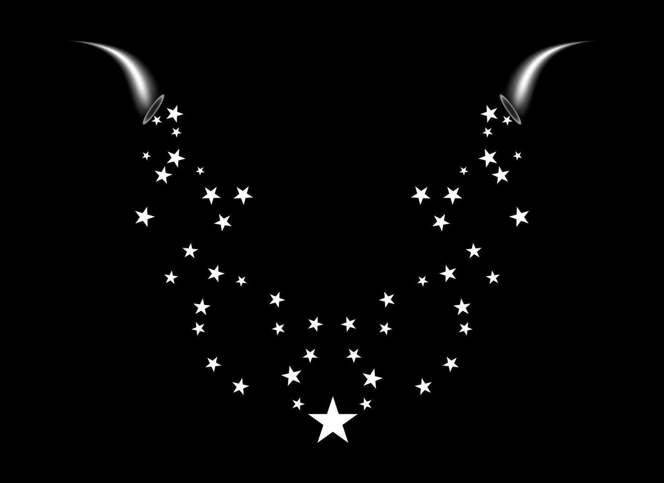 A cornucopia shoots a white star. Fireworks star random source of flow. Shooting star. vector