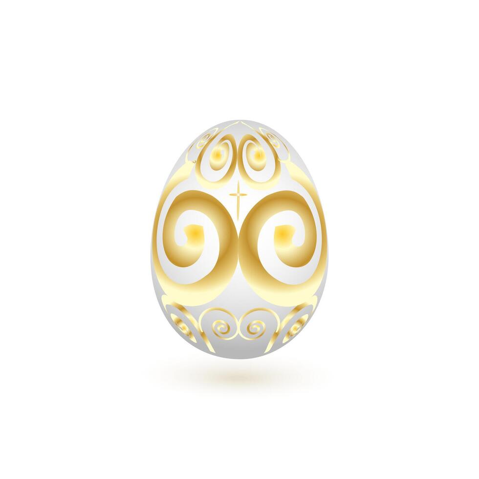 Easter egg with gold pattern on a white background. vector