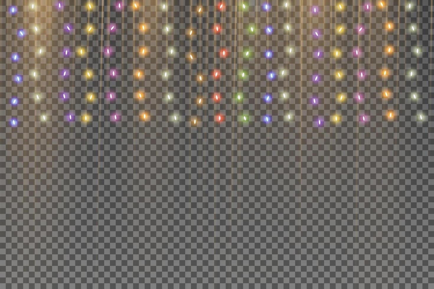 Christmas lights isolated realistic design elements. Glowing lights for Xmas Holiday cards, banners, posters, web design. Garlands decorations. vector