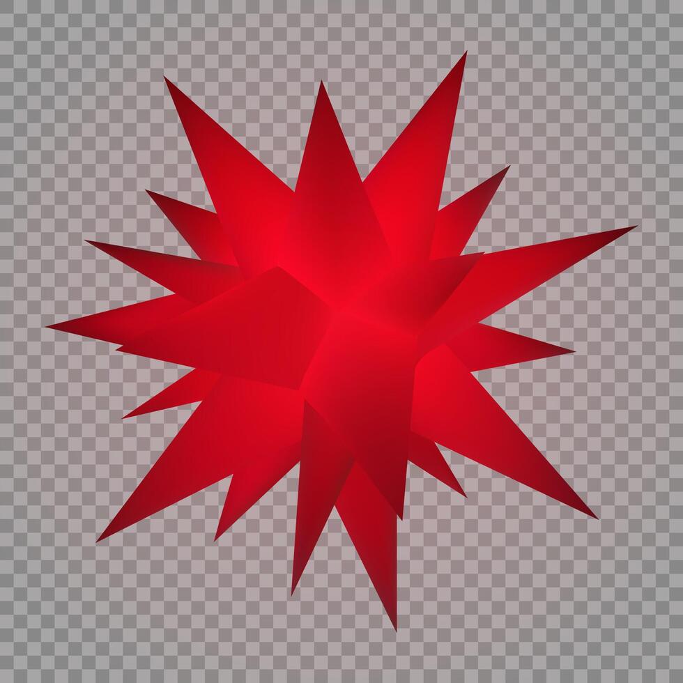 Red star on a transparent background. vector