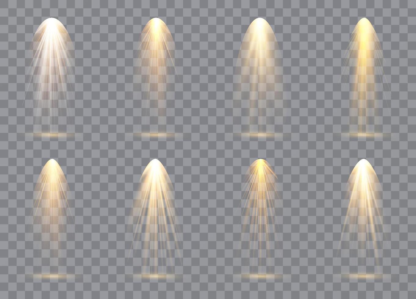 Scene illumination collection, transparent effects. Bright lighting with spotlights. vector