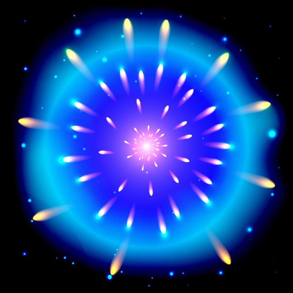 Abstract background with fireworks in the form of a circle. vector