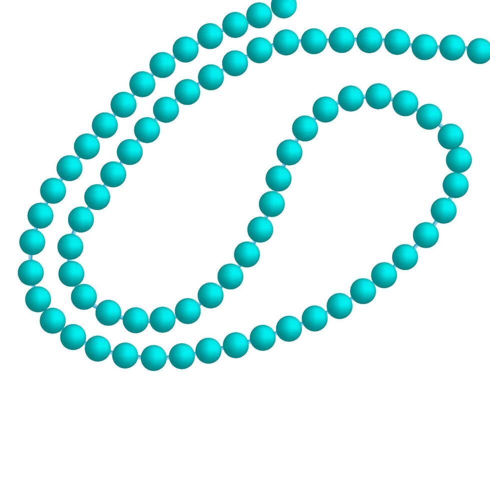 Necklace of blue beads on a white background. vector