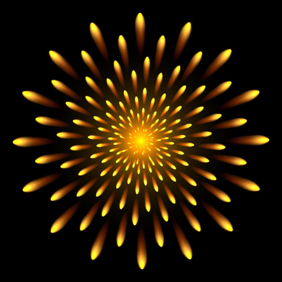 Firework on black background. Yellow firework. vector