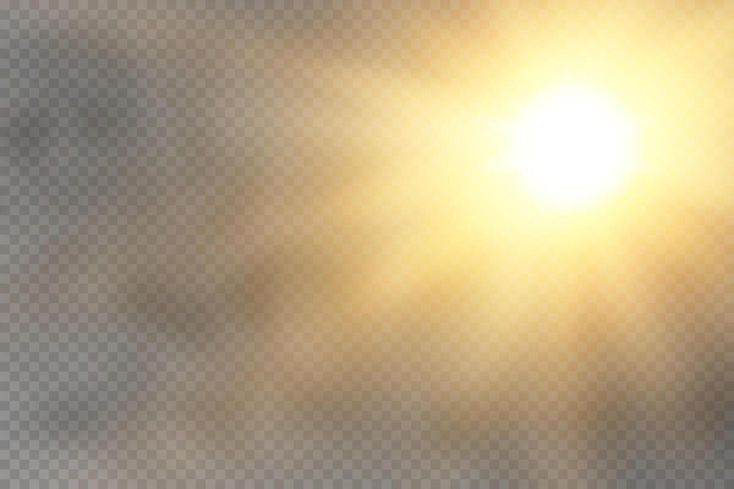 Light flare special effect with rays of light. Glow transparent light effect set, explosion, glitter, sun flash vector