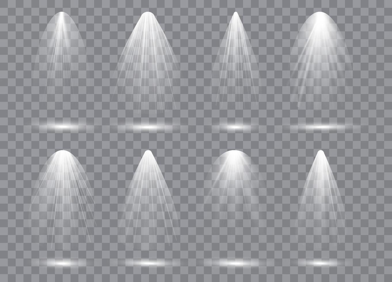 Set of Spotlights. Transparent light effect. vector