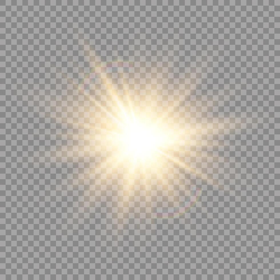 Sunrise over the mountains, dawn. transparent sunlight. Special lens flare light effect vector
