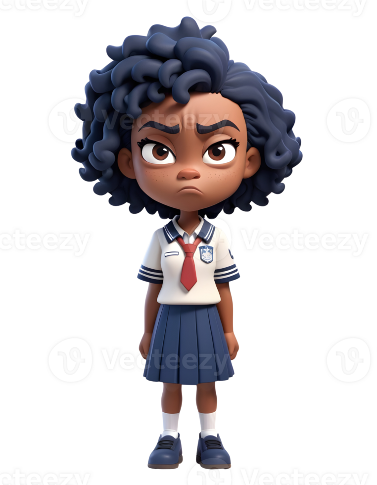 uma desenho animado menina dentro uma escola uniforme png