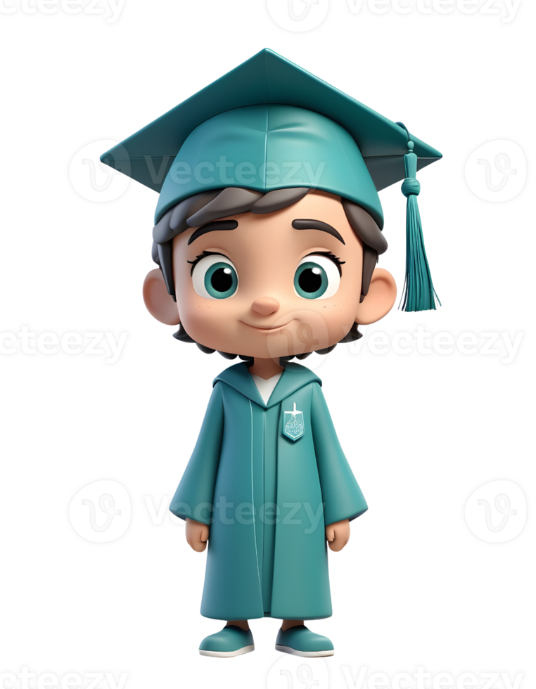 A cartoon boy wearing a graduation gown and cap png