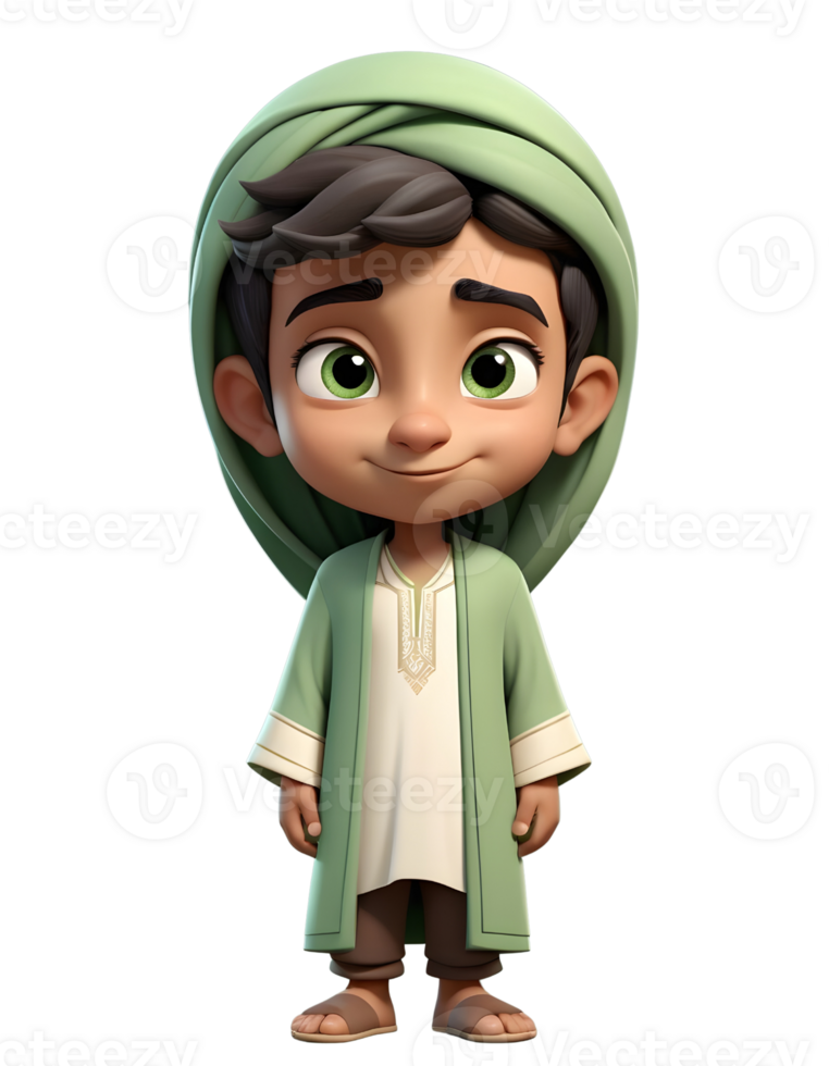 A cartoon boy in a green robe png