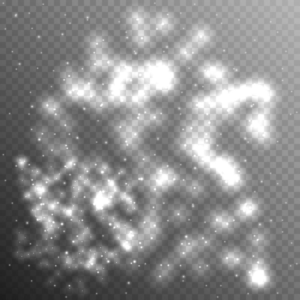 White sparks and golden stars shine with special light vector