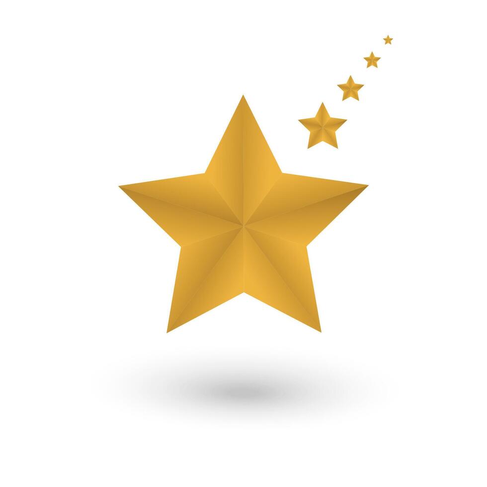 Set of golden stars isolated on white background vector