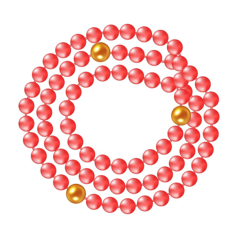 Illustration of a circle of red beads on a white background. vector