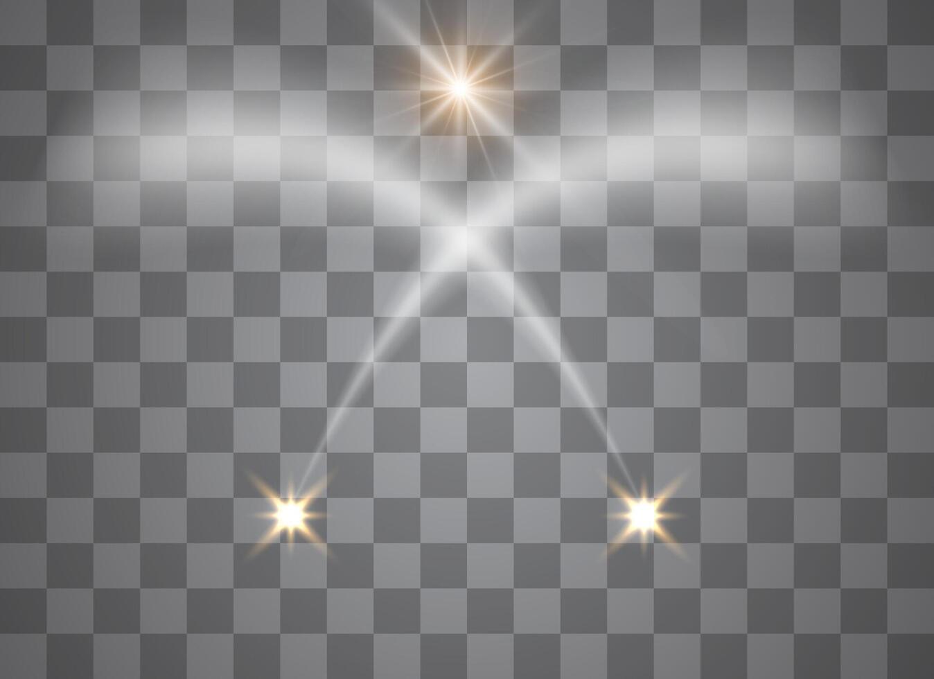 White sparks and golden stars shine with special light. vector