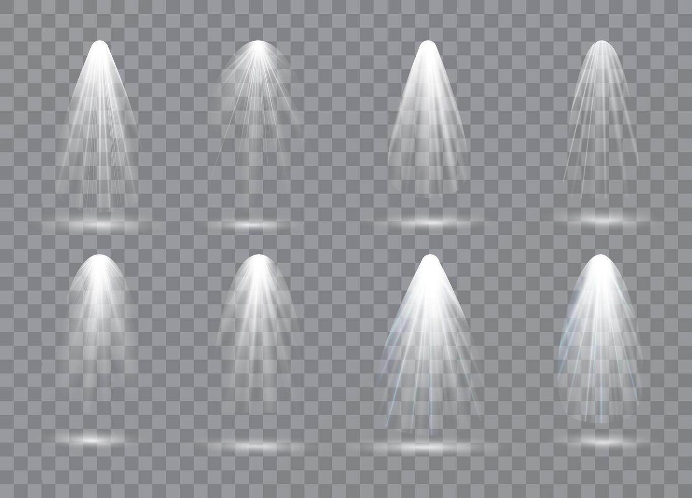 Set of Spotlights. Transparent light effect. vector