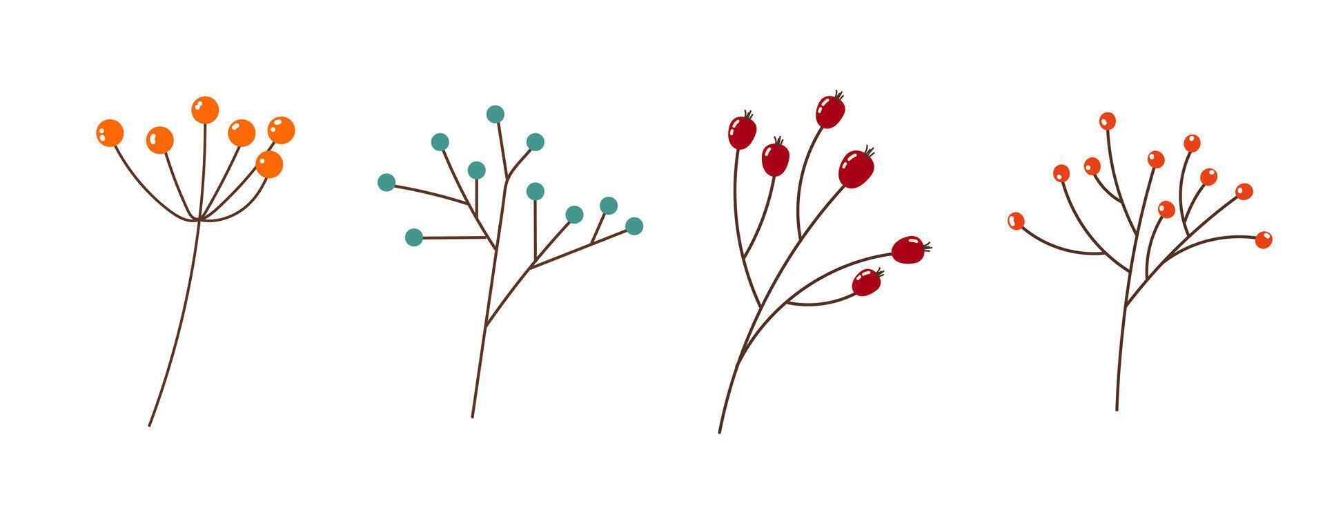 set of doodle autumn leaves vector