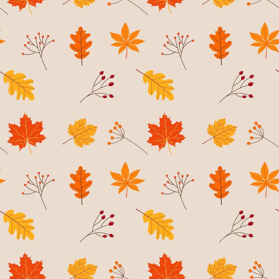 Seamless pattern of autumn leaves. illustration. vector