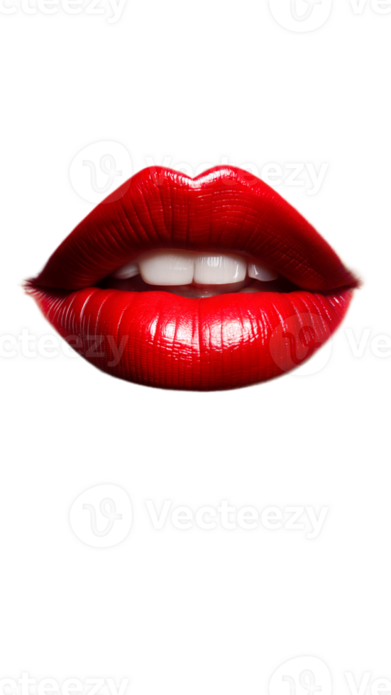 Red lips on transparent background png