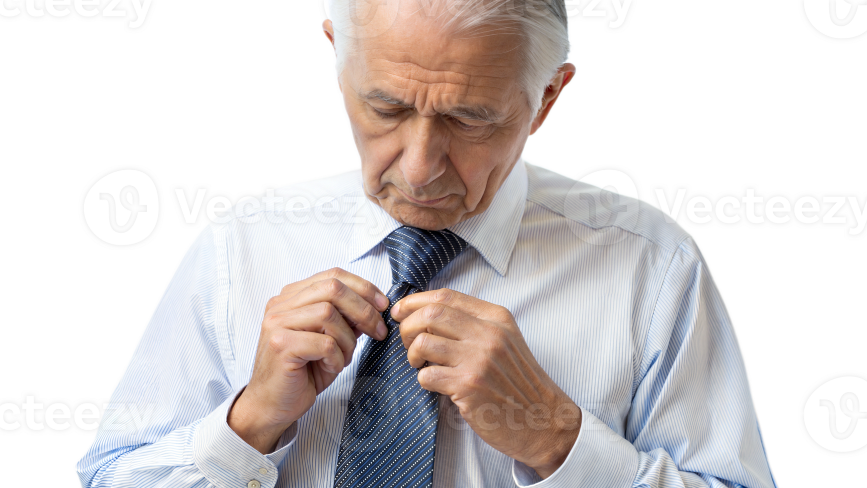 Elderly man adjusting tie, dressed formally for an event png