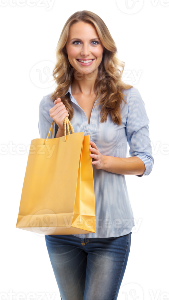 Woman smiling while holding shopping bags, feeling satisfied with her purchases png