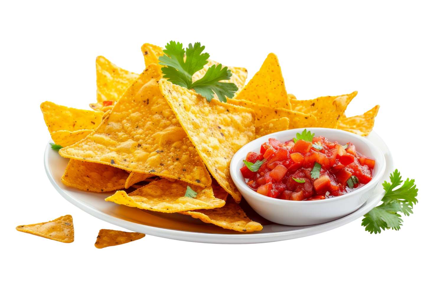 Nachos with Salsa and Cilantro png