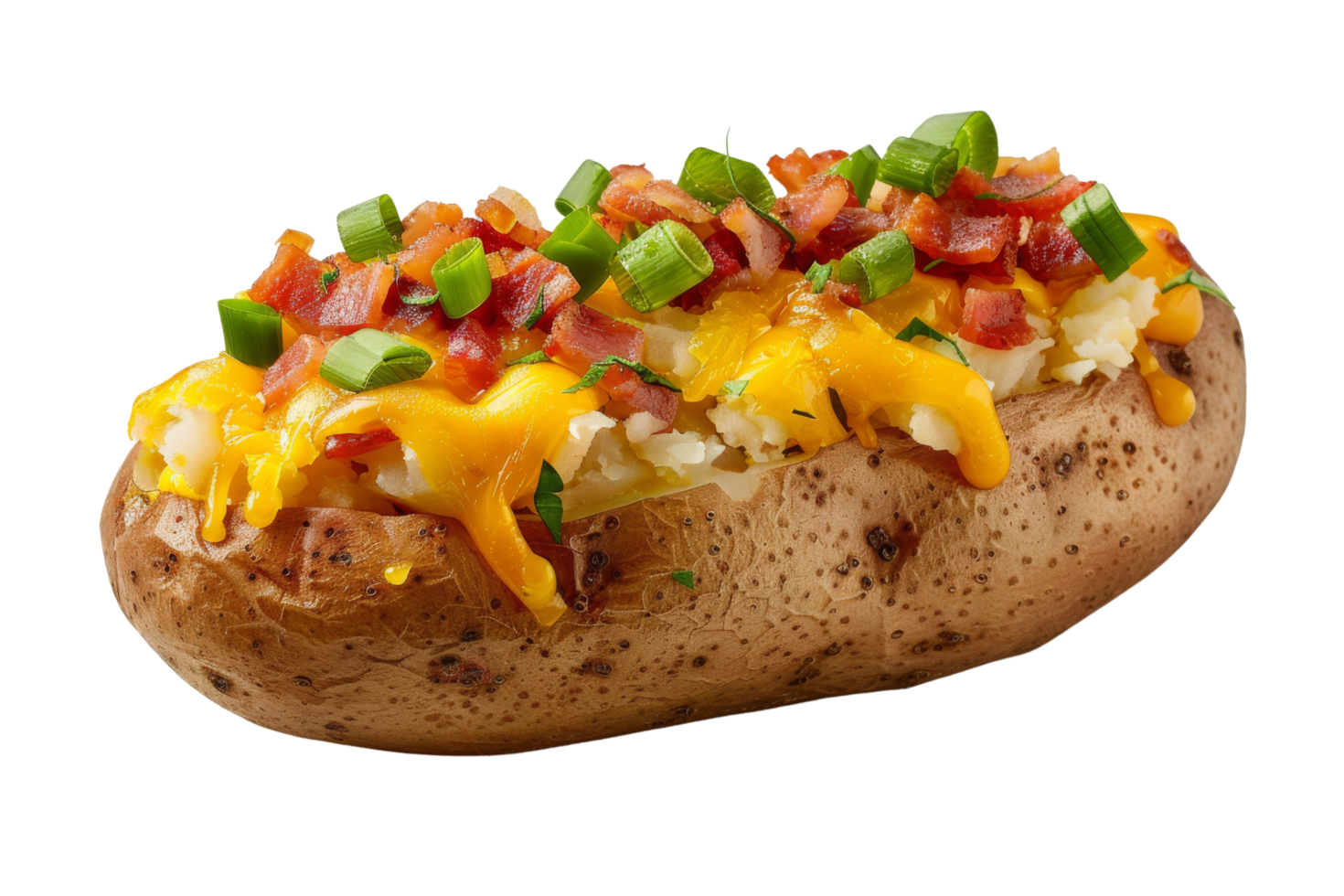 Baked Potato with Bacon, Cheese, and Green Onions png