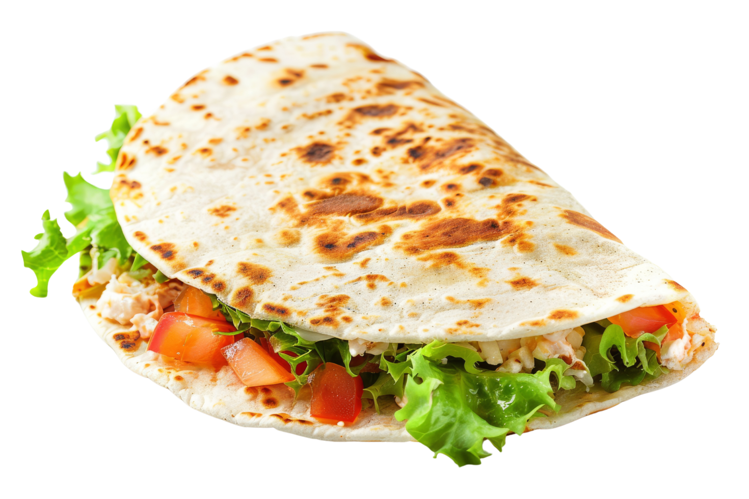 Delicious Tortilla Wrap with Fresh Salad and Tomato png