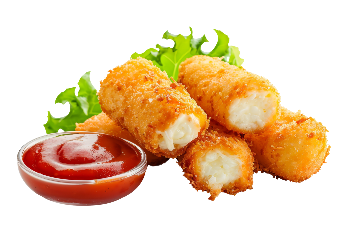 Crispy Mozzarella Sticks with Ketchup png