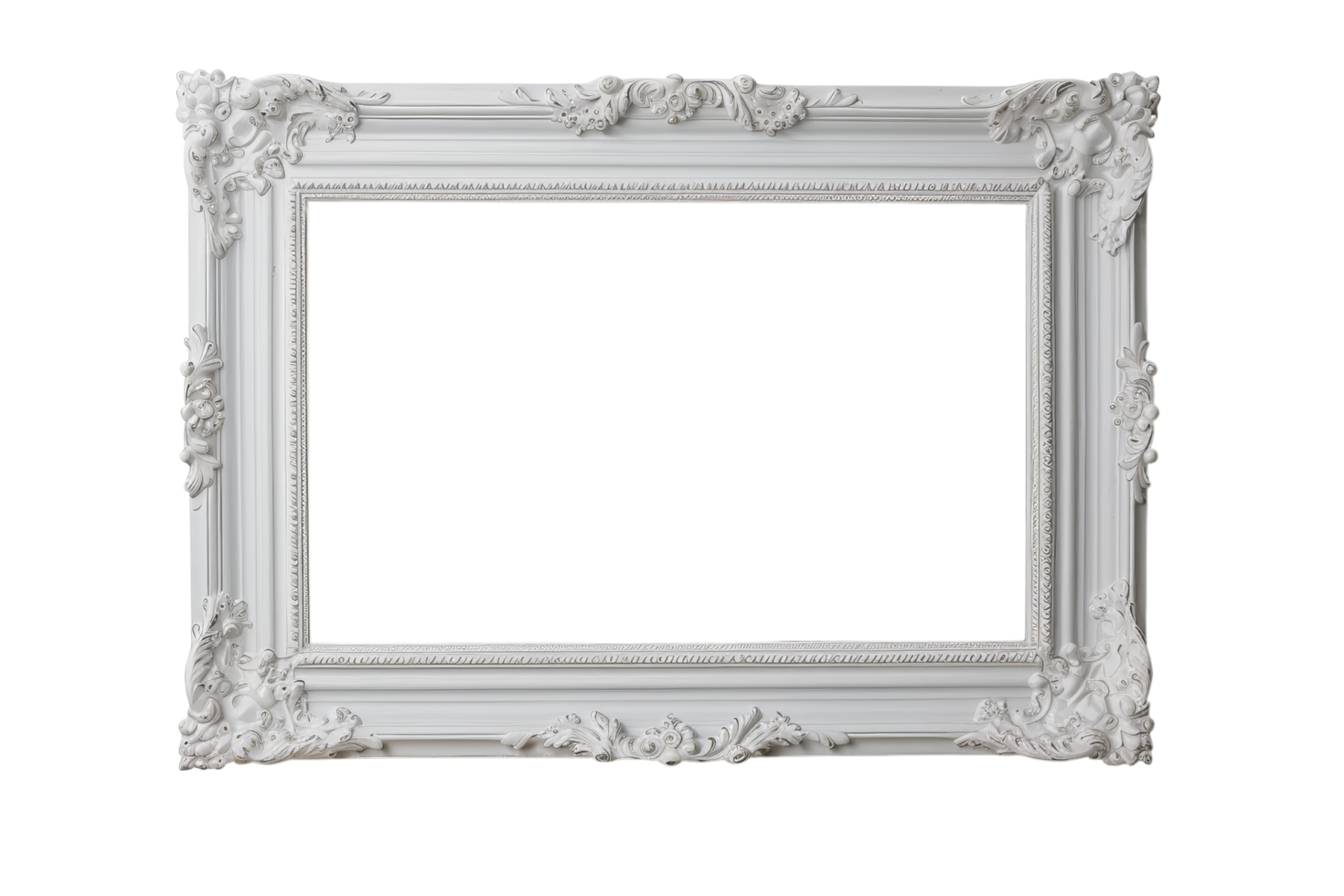 White Ornate Picture Frame png