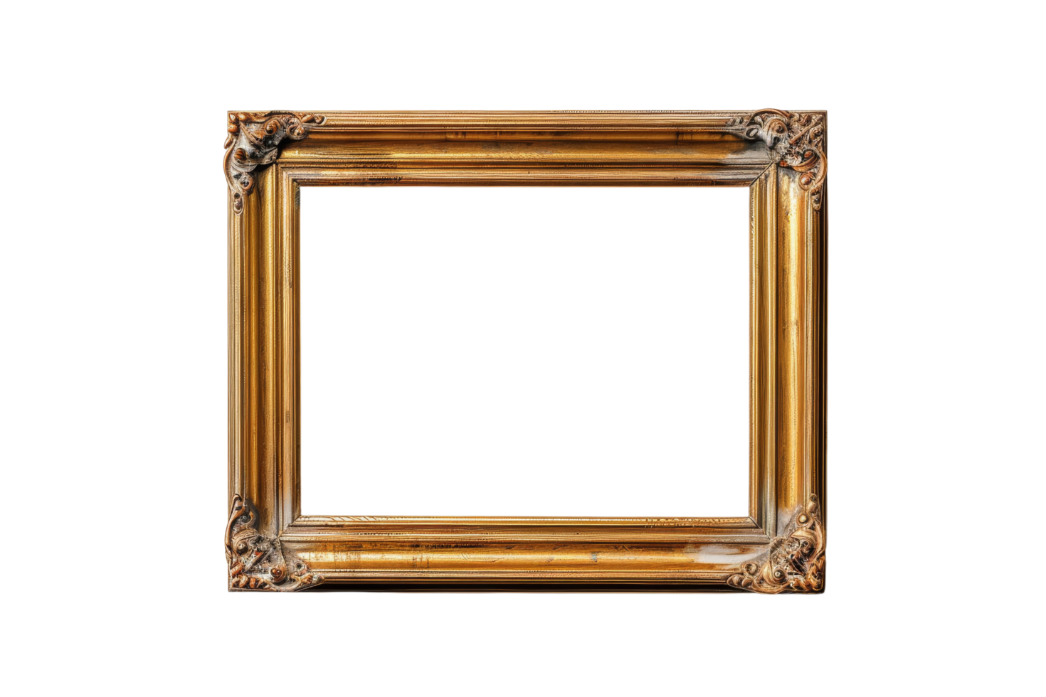 Antique Ornate Gold Picture Frame Isolated png