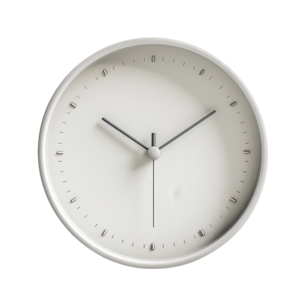 White Clock Face with Silver Hour Markers png