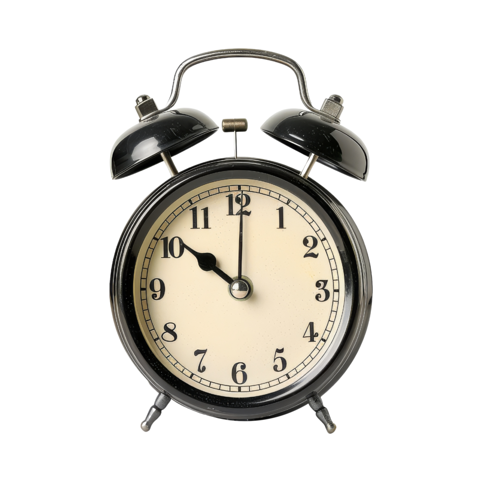Vintage Black Alarm Clock Isolated png