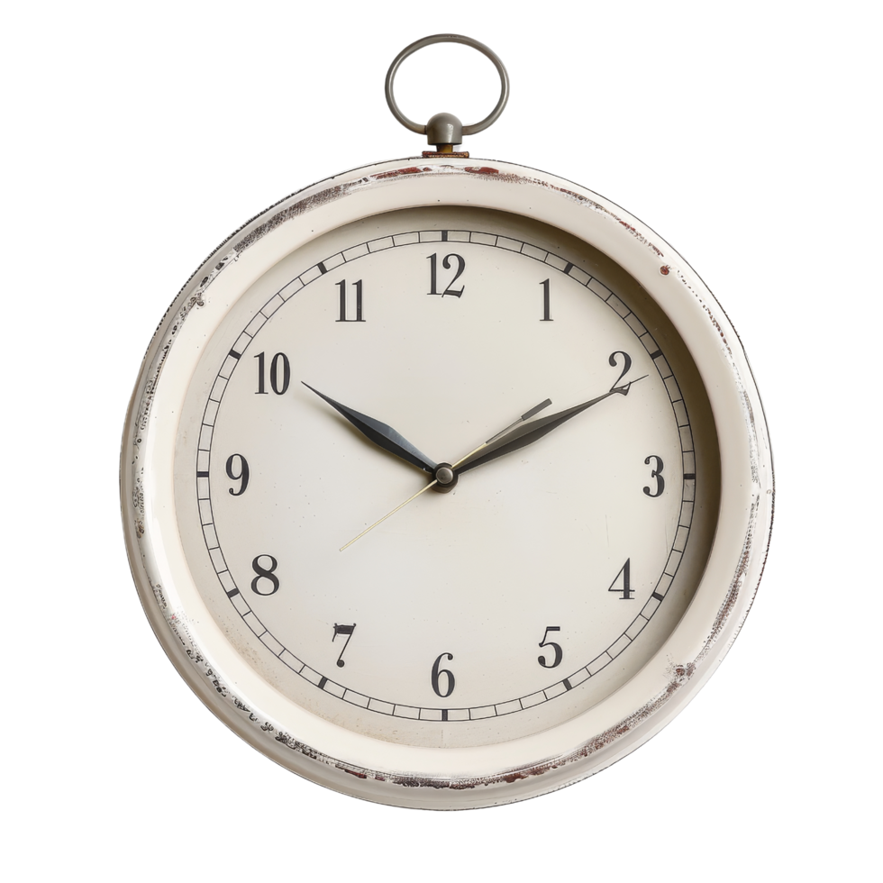 Vintage White Clock with Roman Numerals png