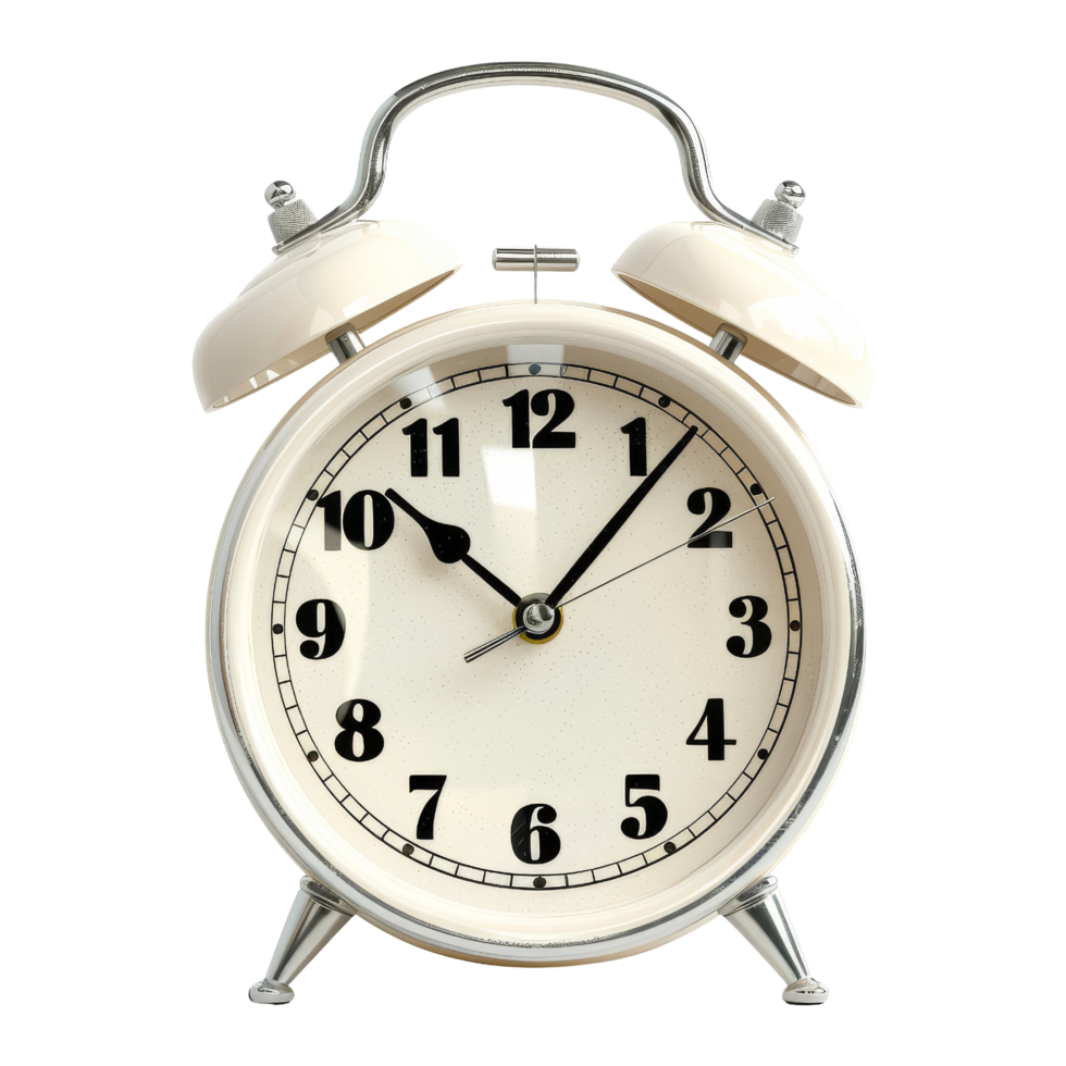 Vintage White Alarm Clock Isolated png