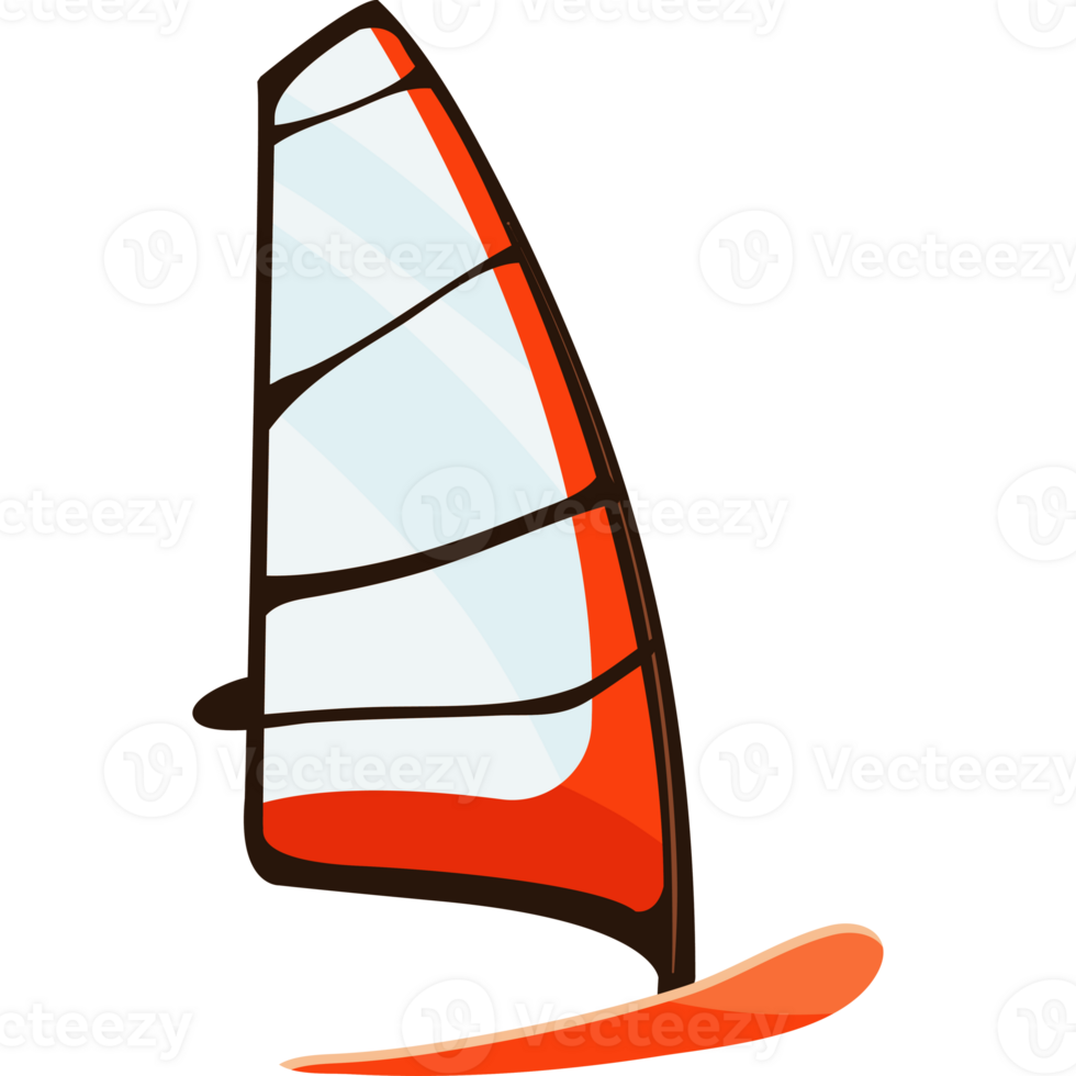 A cartoon windsurf with a sail on top png