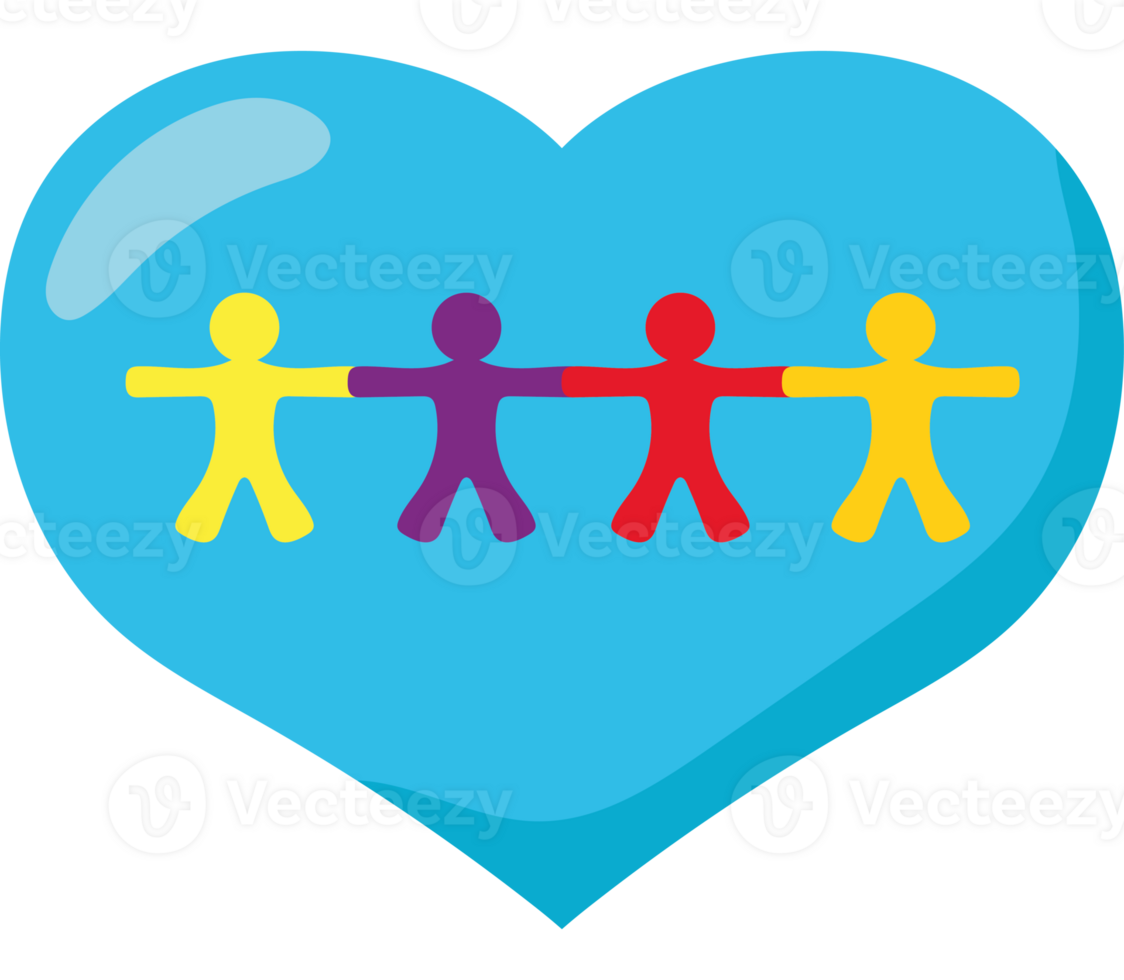 A heart with people holding hands in it png