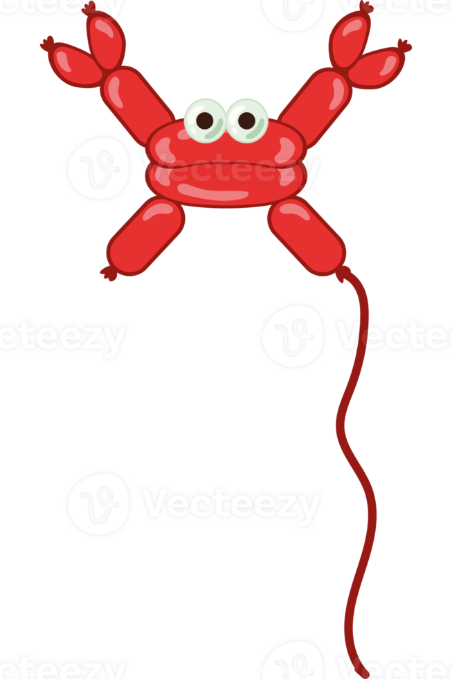 A cartoon crab with eyes and a string png