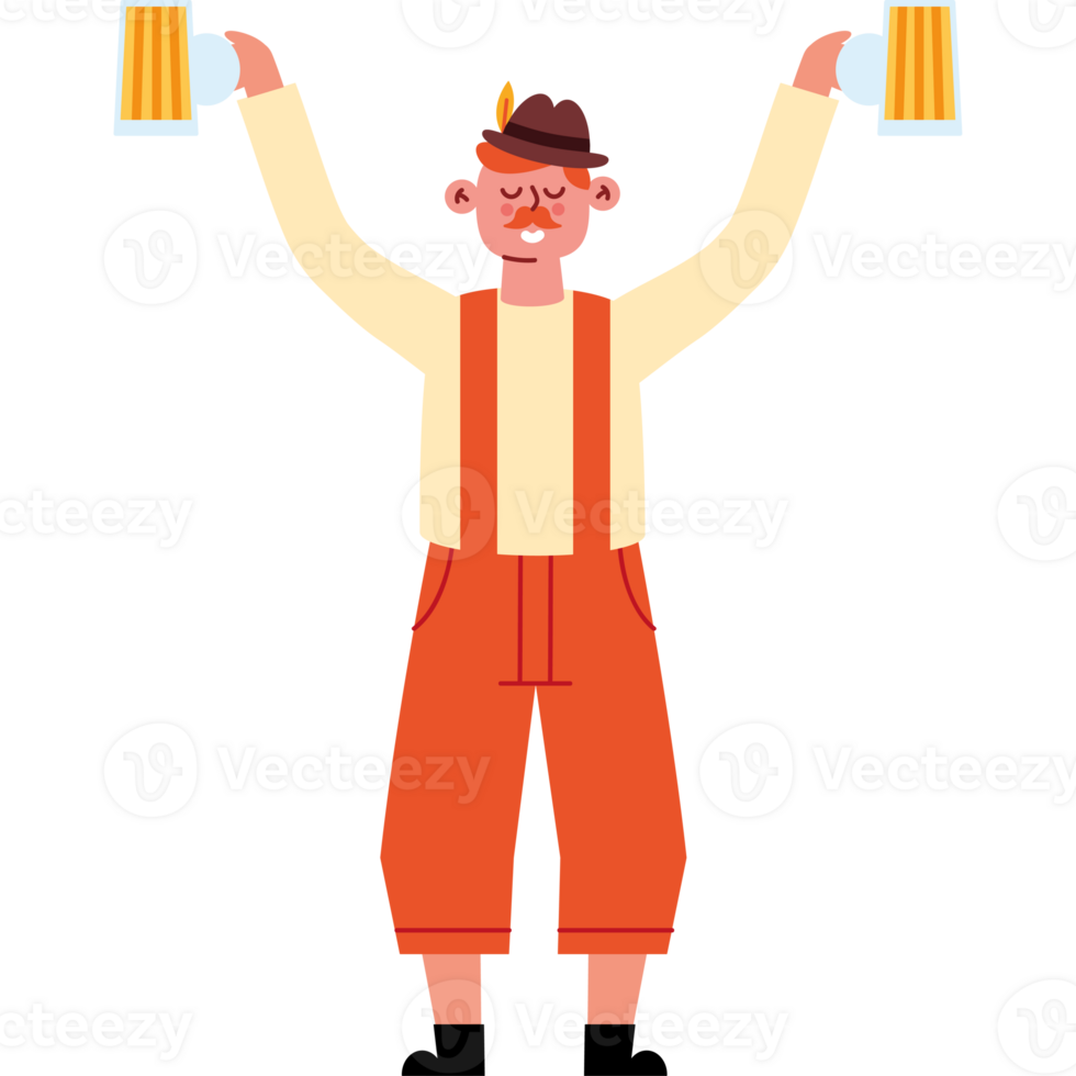A man holding two beer mugs in his hands png