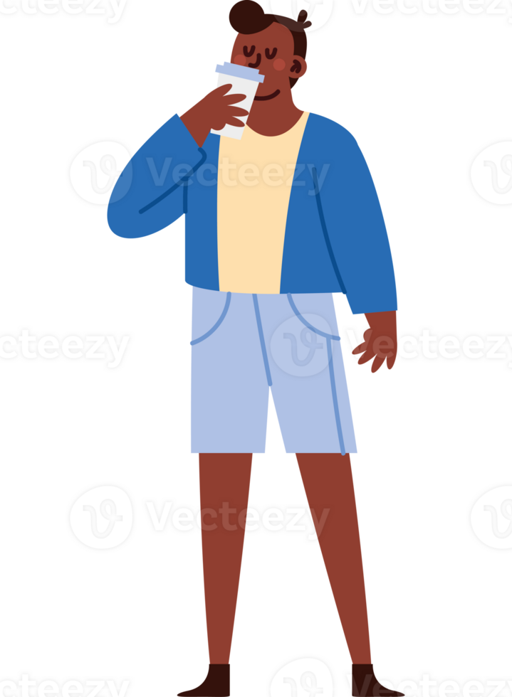 Man drinking coffee illustration png