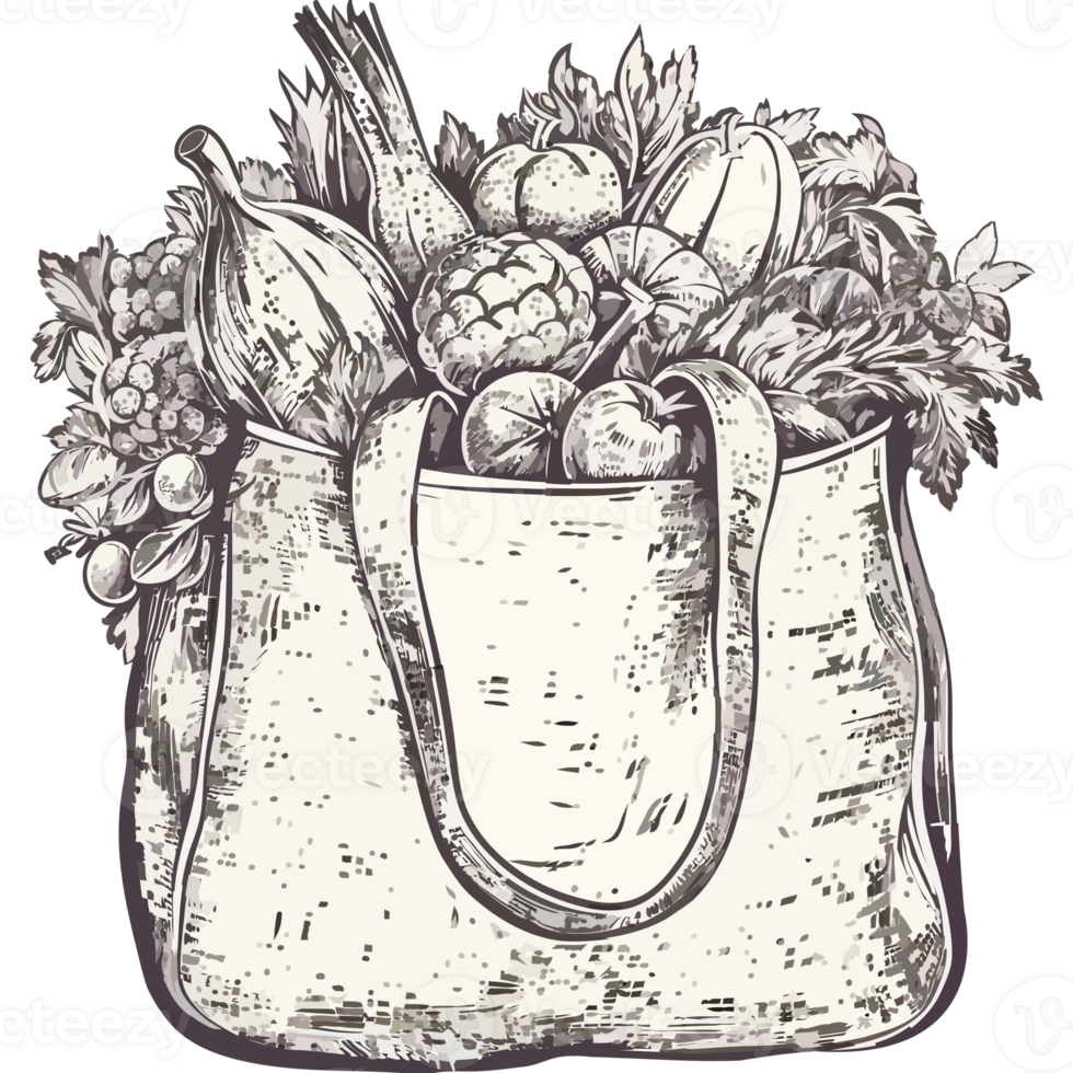 A drawing of a bag full of vegetables png
