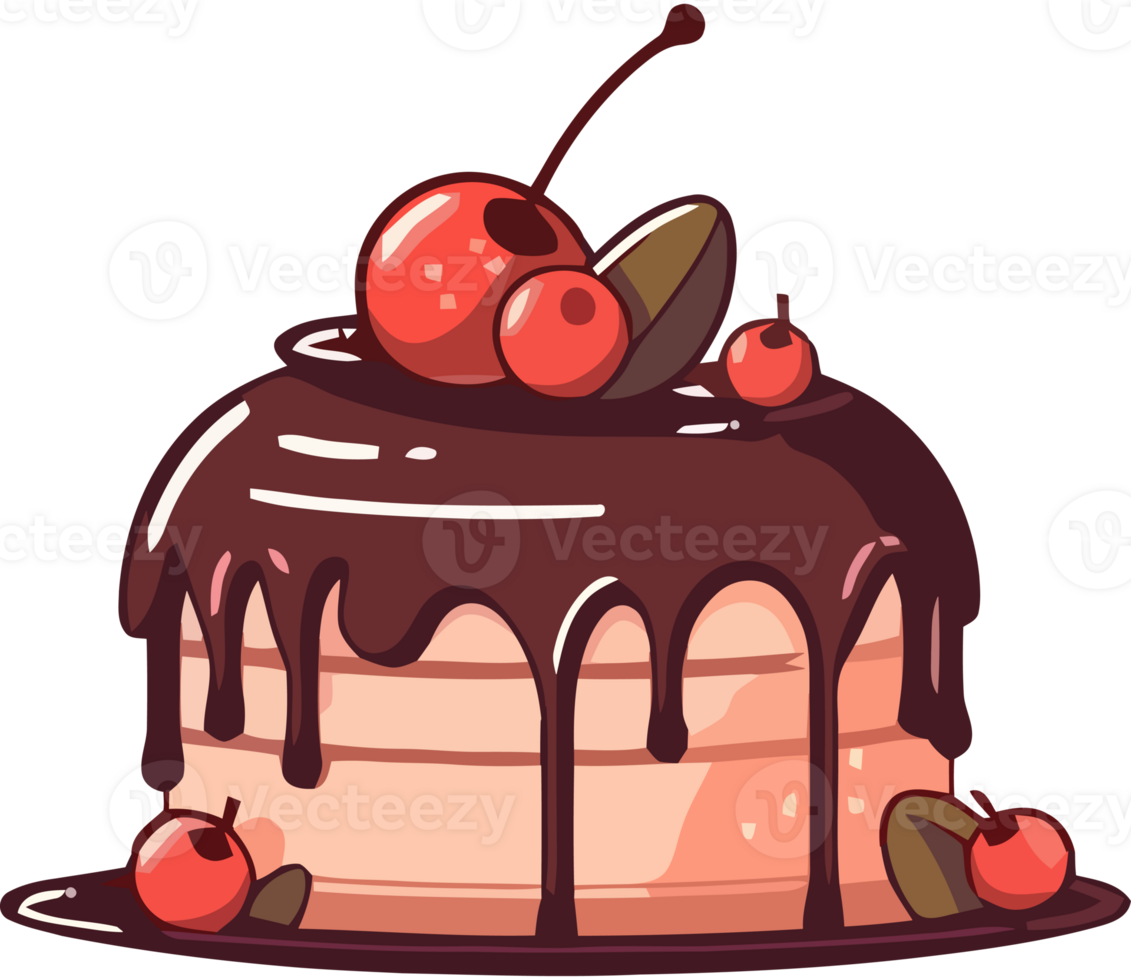 Chocolate cake with cherries and chocolate png
