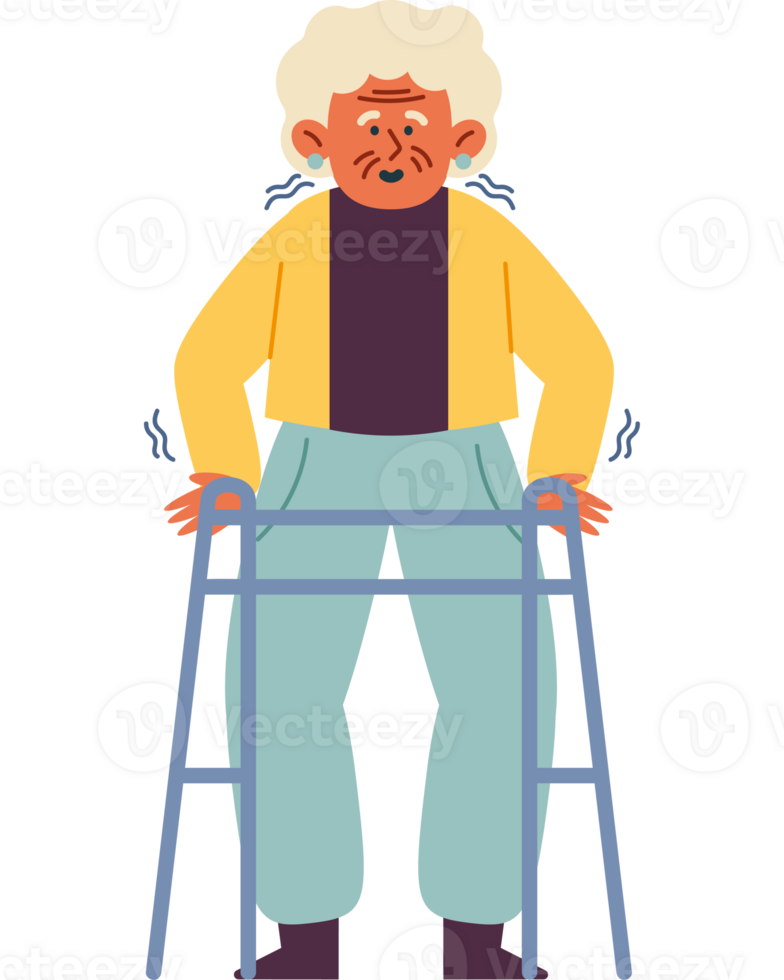 An elderly woman with a walker png