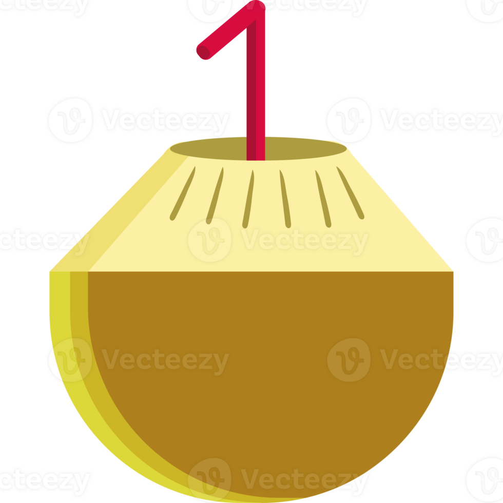 A coconut with a straw in it png