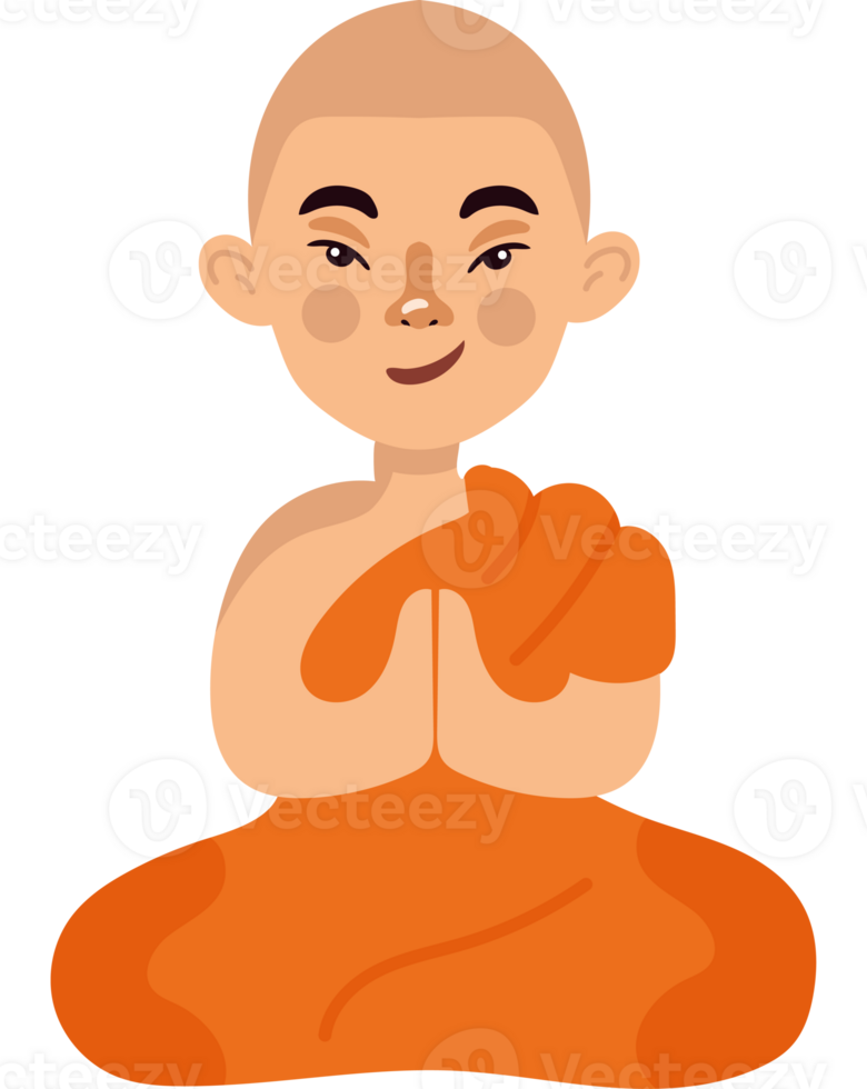 A cartoon monk sitting in meditation pose png
