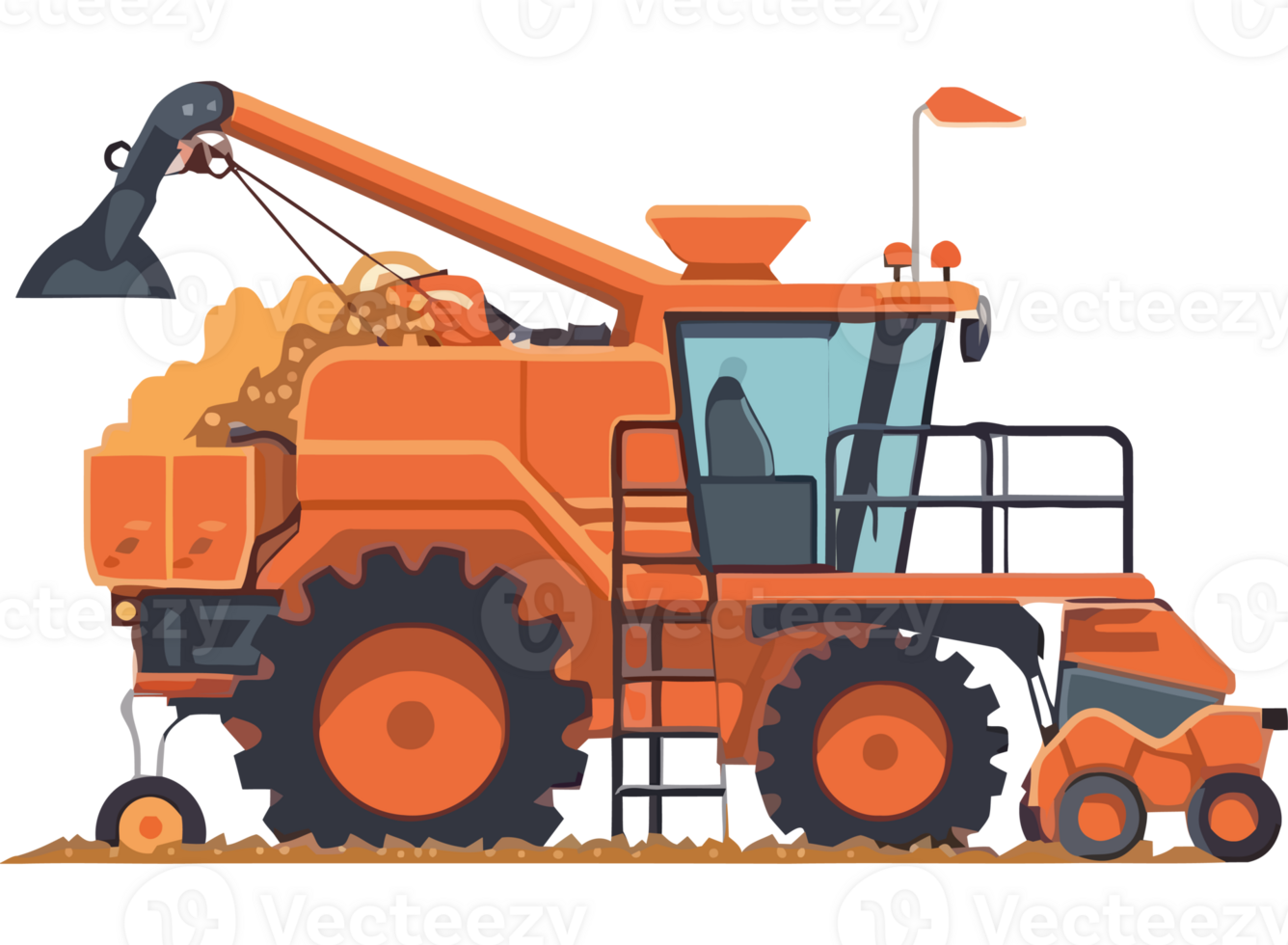 A tractor with a large bucket and a large shovel png